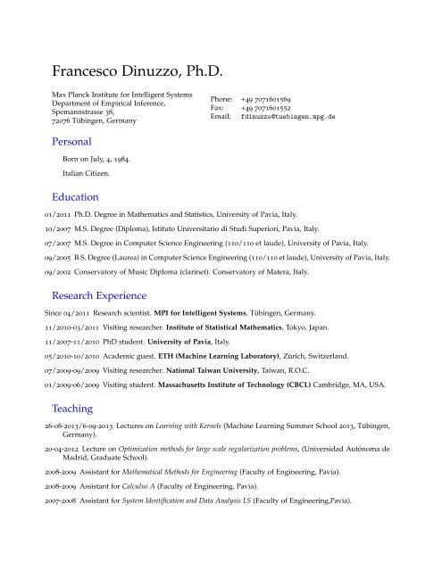 Short CV in PDF - Max-Planck-Gesellschaft