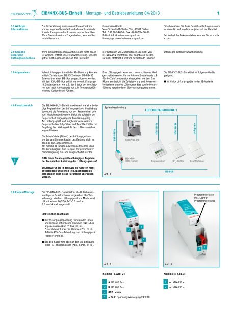 EIB/KNX-BUS-Einheit | Montage- und Betriebsanleitung 04/2013 1