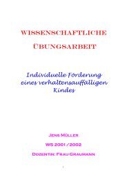 Individuelle FÃ¶rderung eines verhaltensauffÃ¤lligen Kindes