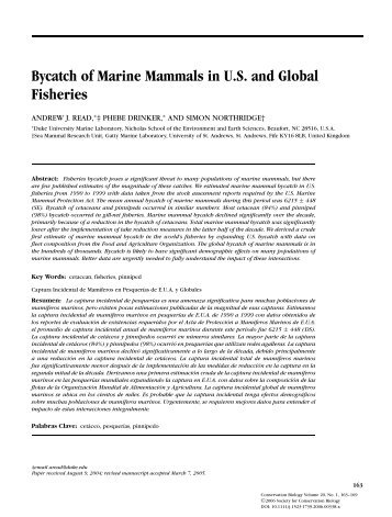 Bycatch of Marine Mammals in U.S. and Global Fisheries