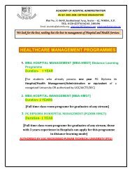 healthcare management programmes - Academy of Hospital ...