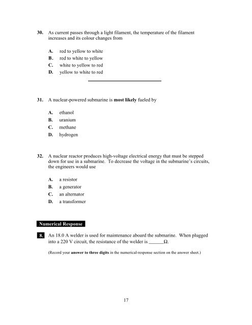 Science 30 January 2000 Diploma Examination