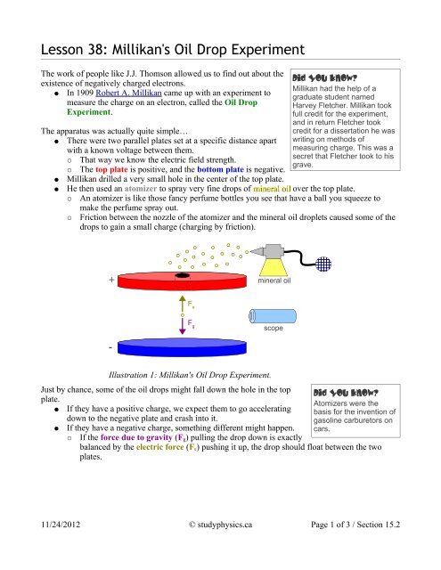 Lab 2: Millikan Oil-Drop Experiment – but not really