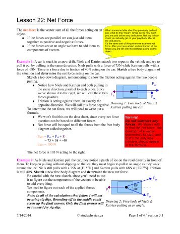 Lesson 22: Net Force - Mr. Clintberg's Studyphysics!