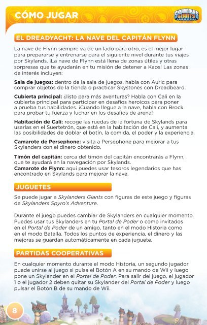 manual del juego para wii de skylanders giants