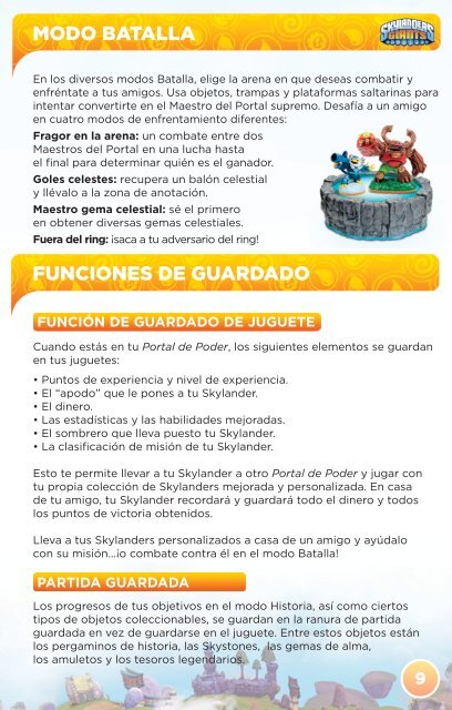 manual del juego para wii de skylanders giants