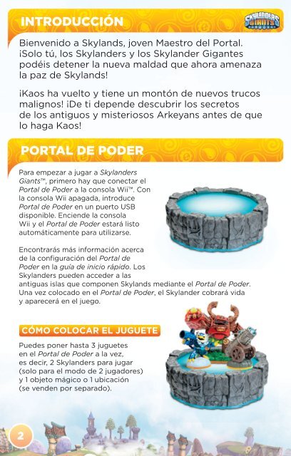 manual del juego para wii de skylanders giants