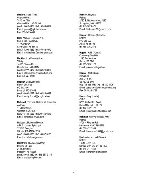 Rostered Leaders - Central States Synod