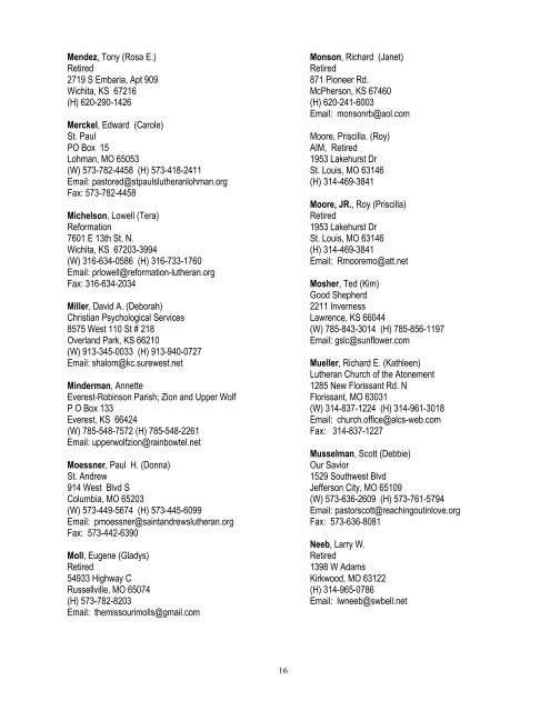 Rostered Leaders - Central States Synod