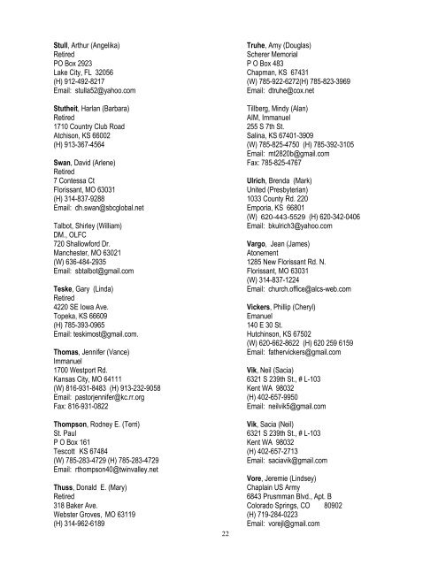 Rostered Leaders - Central States Synod