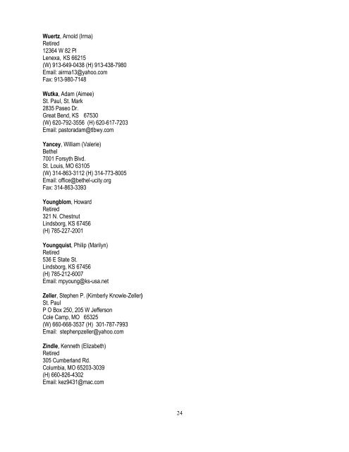 Rostered Leaders - Central States Synod