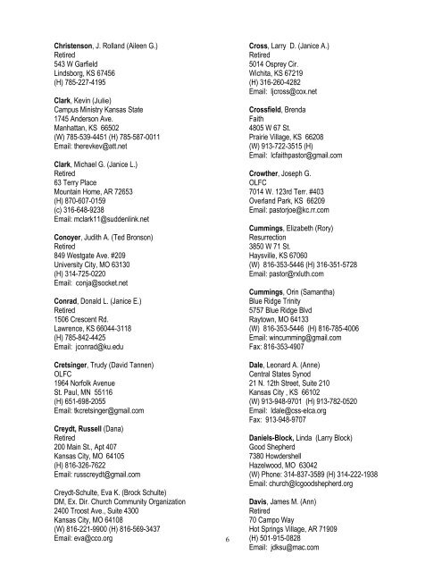 Rostered Leaders - Central States Synod