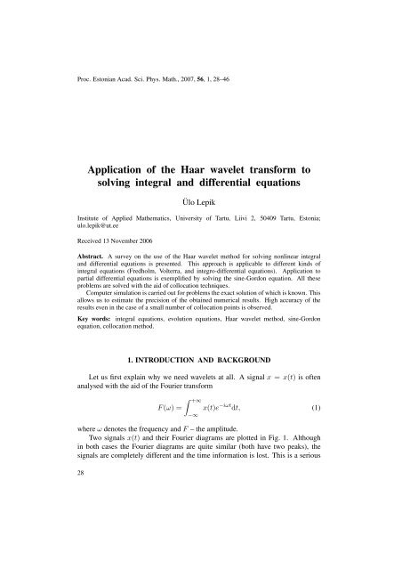 Application of the Haar wavelet transform to solving integral and ...