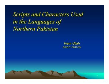 Scripts and Characters Used in the Languages of Northern Pakistan