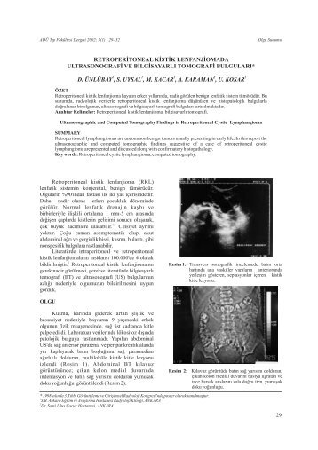 retroperitoneal kistik lenfanjiomada ultrasonografi ve bilgisayarlÄ± ...