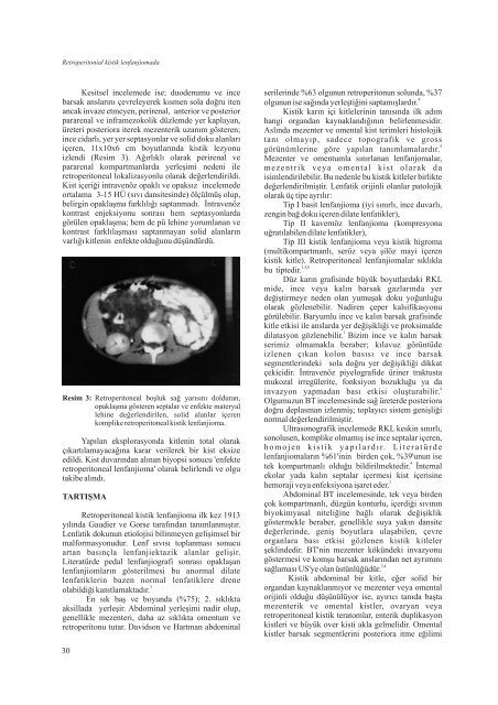 retroperitoneal kistik lenfanjiomada ultrasonografi ve bilgisayarlÄ± ...