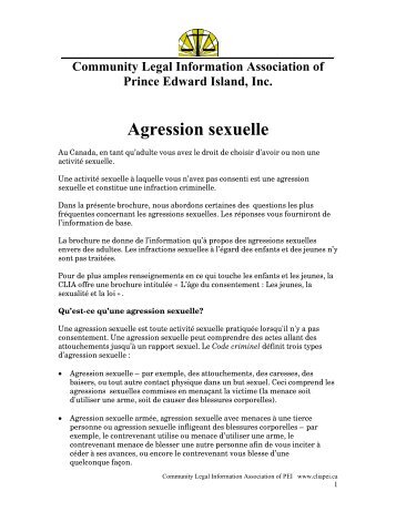 Agression sexuelle - Community Legal Information Association