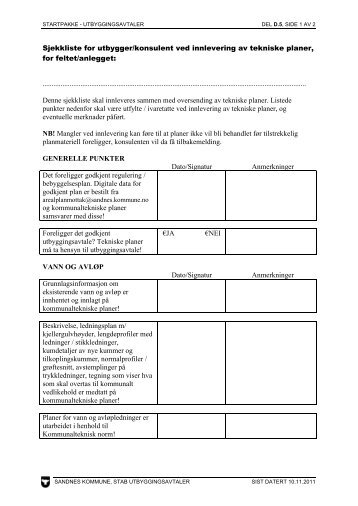 D.5 Sjekkliste for tekniske planer - Sandnes Kommune