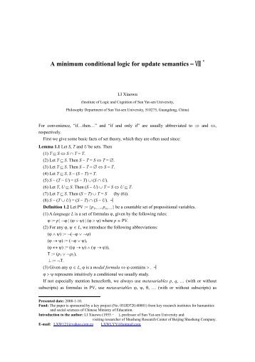 A minimum conditional logic for update semantics â â¦ *