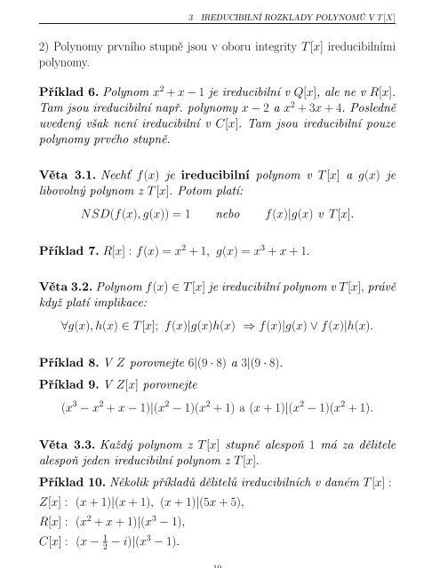 3 IreducibilnÃ­ rozklady polynomÅ¯ v T[x] - rozklady polynomÅ¯ na ...