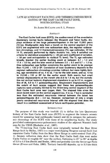 McCalpin, James and Forman, S.L., 1991, Quaternary faulting and ...