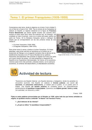 Tema 1: El primer Franquismo (1939-1959) - aulAragon