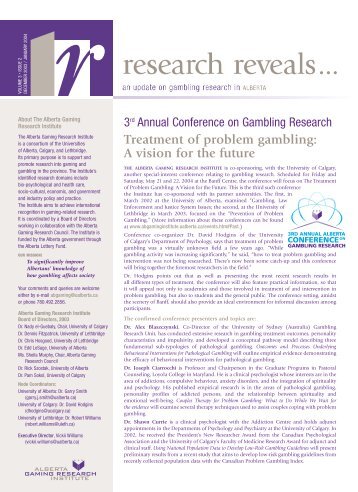 Issue 2, Volume 3 - Dec 2003 / Jan 2004 - Alberta Gambling ...