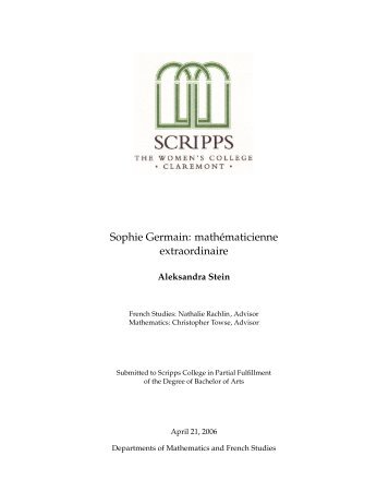 Sophie Germain: mathématicienne extraordinaire - Scripps College