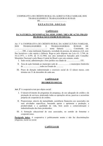 cooperativa de crÃ©dito rural da agricultura familiar, dos ... - Contag