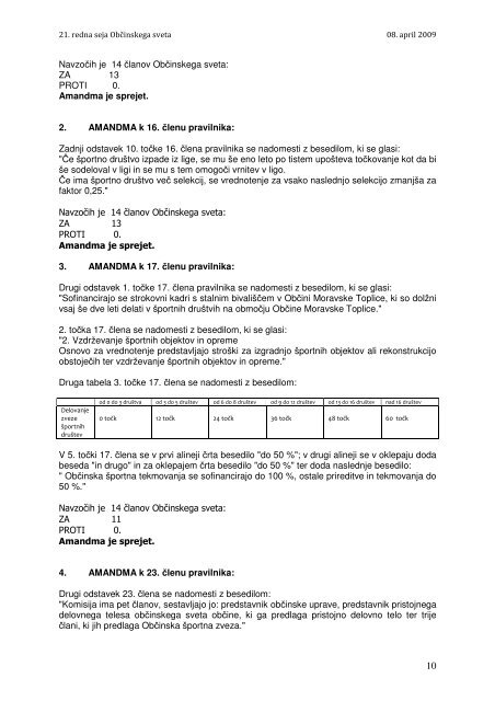 K tč. 1 Zapisnik 21. redne seje - Občina Moravske Toplice