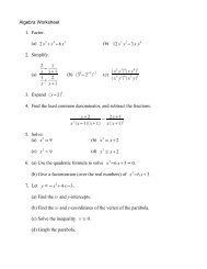 Algebra Worksheet 1. Factor. (b) 12 x3 y2â3x y4 2. Simplify. (a) (b ...