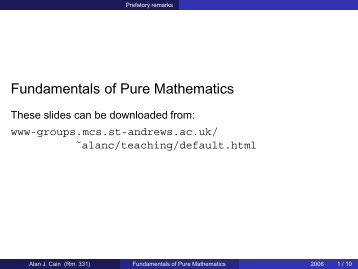 Fundamentals of Pure Mathematics