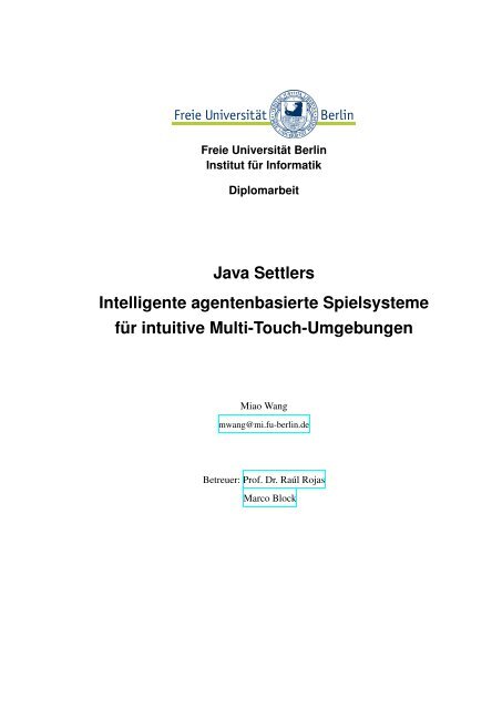 Java Settlers - Intelligente agentenbasierte Spielsysteme für intuitive ...