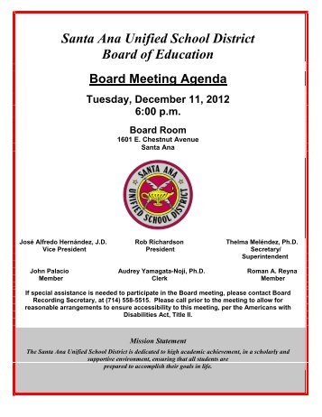 Agenda Packet - Santa Ana Unified School District