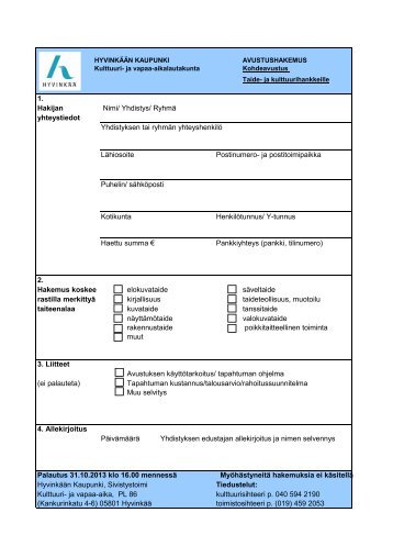 Hakulomake - Hyvinkaan kaupunki