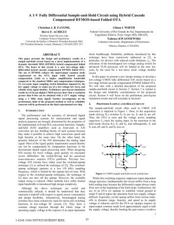 A 1-V Fully Differential Sample-and-Hold Circuit using Hybrid ...