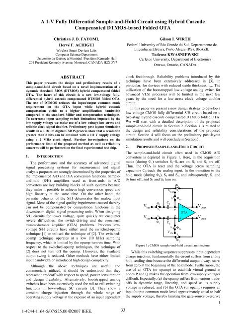 A 1 V Fully Differential Sample And Hold Circuit Using Hybrid