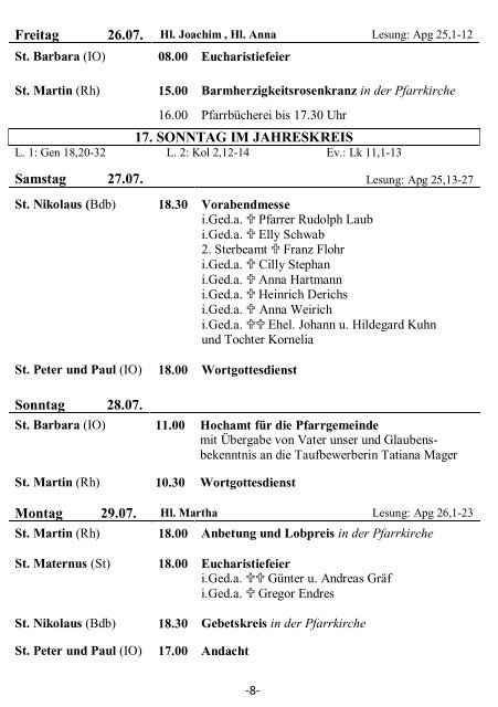 Pfarrbrief. - Idar-Rhaunen-Bundenbach