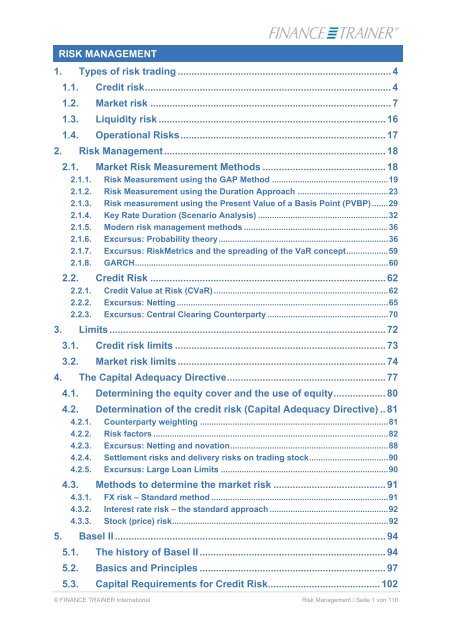 1. Types of risk trading ... - Finance Trainer