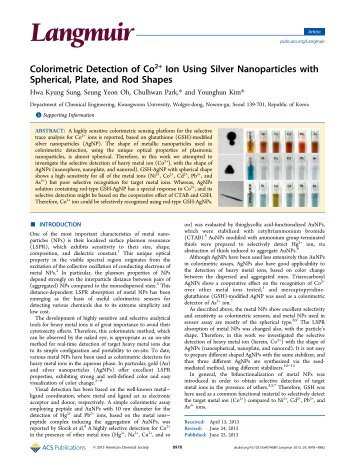 detection of ions in solutions using However, achieving a high selectivity among various heavy metal ions using optical detection often requires the use of masking reagents 23,27, –29 in addition, simultaneous detection and differentiation of multiple heavy metal ion species remains very challenging for optical detection. detection of ions in solutions using However, achieving a high selectivity among various heavy metal ions using optical detection often requires the use of masking reagents 23,27, –29 in addition, simultaneous detection and differentiation of multiple heavy metal ion species remains very challenging for optical detection.