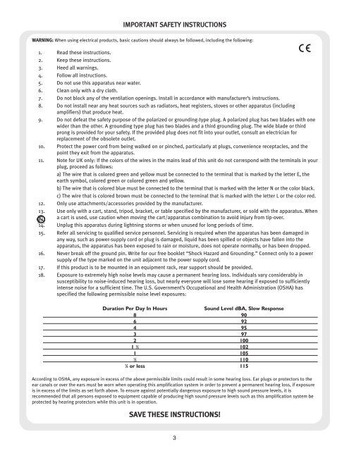 PVÂ® Series Amps Operation Manual - Peavey