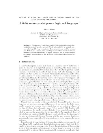 Infinite series-parallel posets: logic and languages