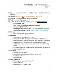 Word 2010 â Tab Exercises