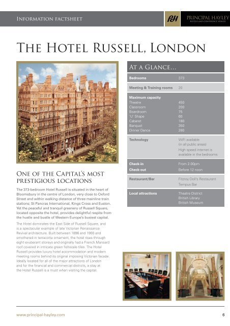 Hotel Russell Factsheet - Principal Hayley