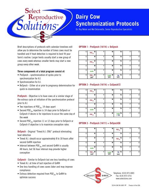 Dairy Cow Synchronization Protocols - Select Sires