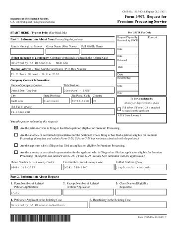 Form I-907, Request for Premium Processing Service - University of ...