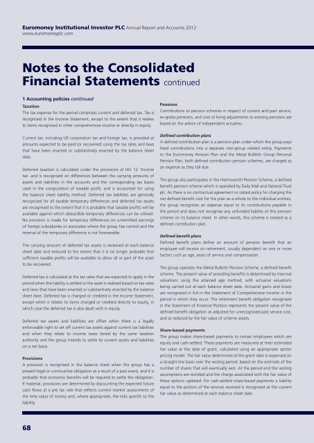 Annual Report & Accounts 2012 - Euromoney Institutional Investor ...