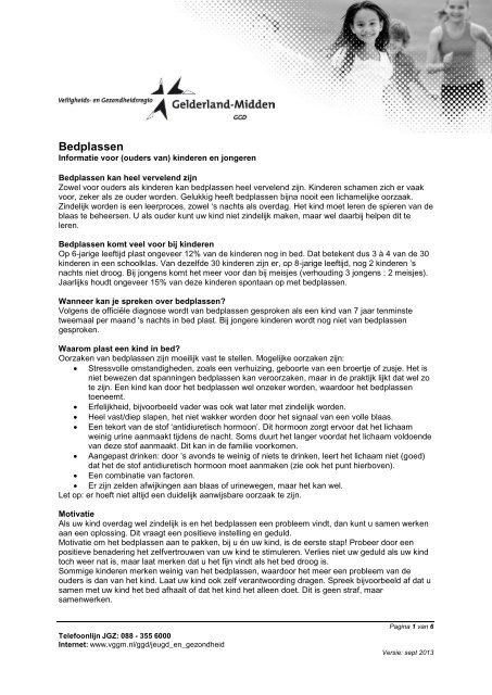 Zindelijkheid Bedplassen Vggm