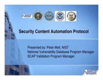 Security Content Automation Protocol (SCAP) - Build Security In