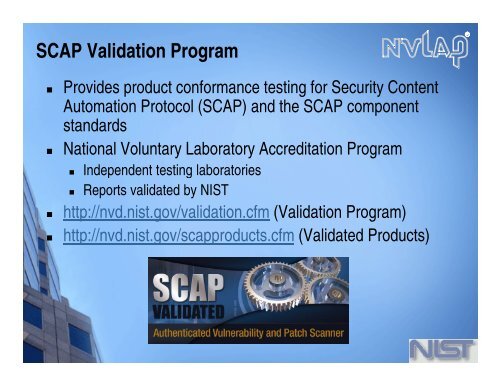 Security Content Automation Protocol (SCAP) - Build Security In